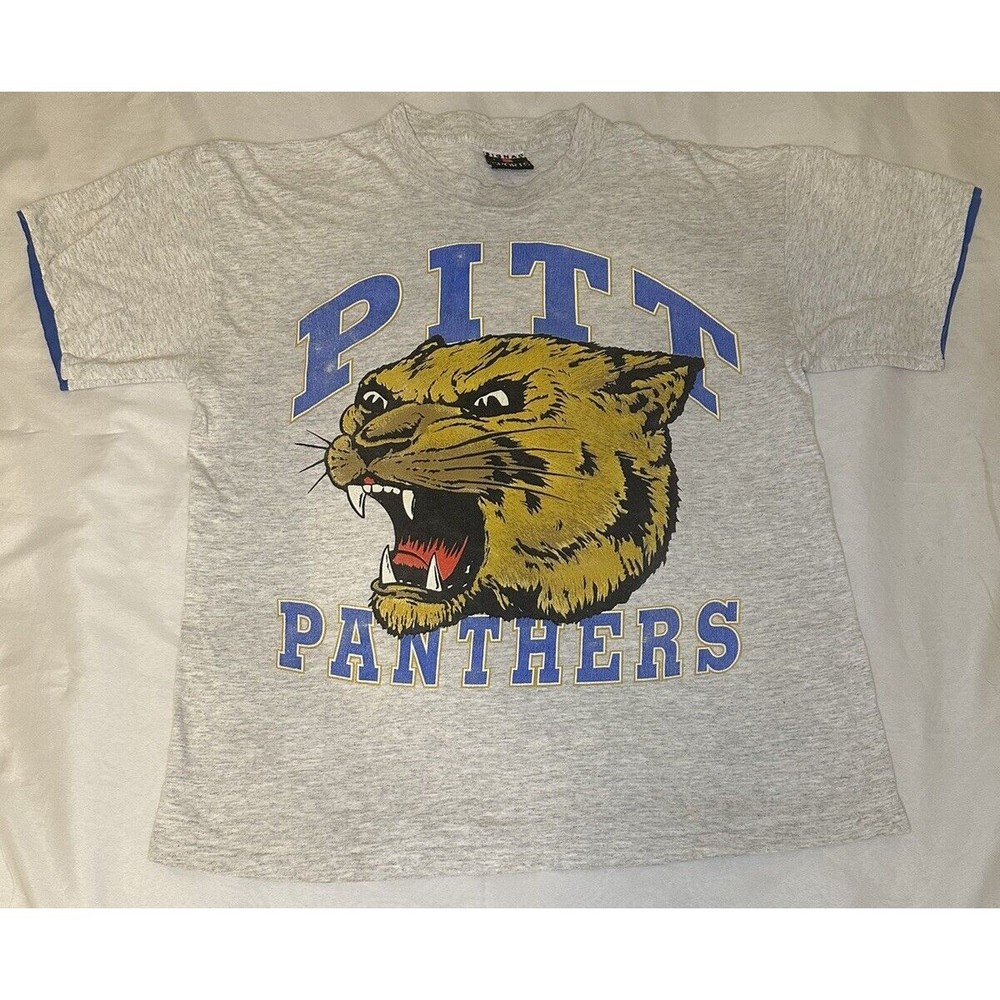 Vintage Pittsburgh Pitt Panthers Short Sleeve Cotton Shirt Made In USA Size L